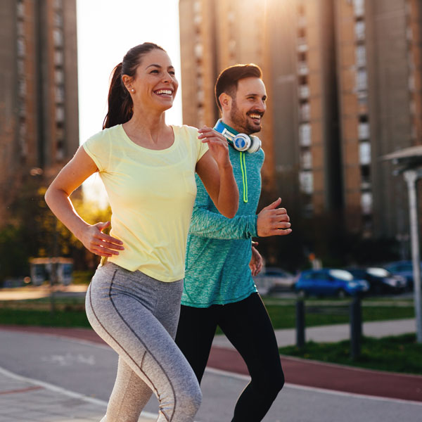 couple jogging in the city